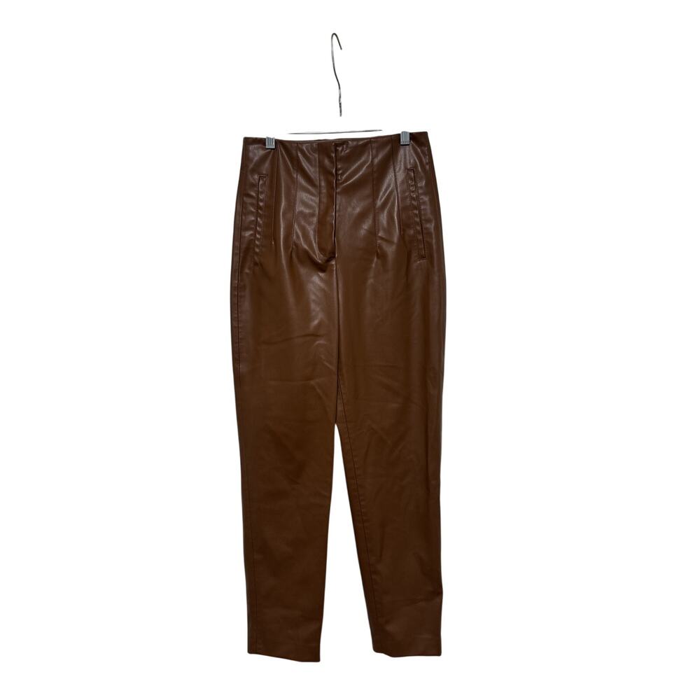 Zara Brown Faux Leather Pants Size S - Picture 2 of 9